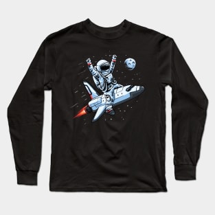 Flying Spaceship Astronaut Long Sleeve T-Shirt